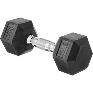 Amazon Basics Rubber Hex Dumbbell Hand Weight, 15 LB
