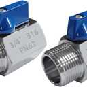 316 Stainless Steel Mini Ball Valve 3/4" NPT Female x Male Thread Shut Off Valve for Water, Oil and Gas(Pack of 2)
