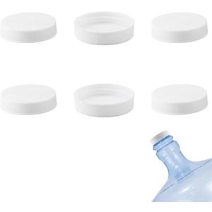 Threaded/Screw-On Caps for 3 and 5 Gallon Water Bottle Jugs (6 pk) (53mm, White)
