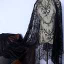 IDONGCAI Elegant Black French Chantilly Lace Fabric by The Yard  60120 Inch Soft Eyelash Floral Lace Trim for Bridal Dress, Wedding Decor, DIY Couture & Home Crafting Projects