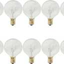 Lxcom Lighting G45 Globe Light Bulb 15 Watt Dimmable Round Bulbs Warm White 2700K E12 Candelabra Base Clear Glass Incandescent Light Bulbs for Decorative Light Salt Lamp, AC120V, 10 Pack