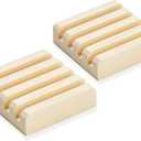 Juvale Wood Coaster Holders - 2-Pack Square Coaster Display Stand Hold Up to 4 Coasters, 3.9-Inch - for Kitchen, Dining Table, Home Decoration, Housewarming Gift