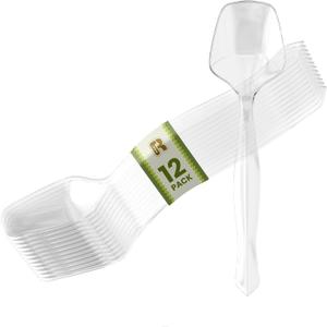 24 Pcs Plastic Serving Spoons For Buffet - Clear Plastic Serving Utensils For Hot And Cold Food - Heavy Duty Disposable Serving Utensils For Parties, Holidays And Gatherings (8.5 Inch, 24, Count)