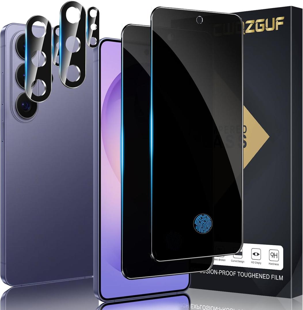 [2+2 Pack] Privacy Screen Protector Compatible with Galaxy S26 Ultra 5G - 2 Tempered Glass + 2 Camera Lens Protectors, Anti-Spy, Bubble Free, 9H Hardness, Scratch Resistant, Easy Installation