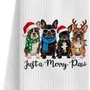QWZDRHYJI Christmas French Bulldog Kitchen Towels, French Bulldog Gifts Dish Tea Towels for Kitchen, Funny Christmas Frenchie Dog Decorative Hand Towels for Bathroom, 16x24 Inch