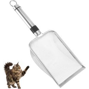 Abaodam Stainless Steel Litter Scoop, Metal Cat Litter Scooper Sifter with Fine Mesh, Deep Shovel for Easy Sifting Cleaning, Pooper Scooper for Pets