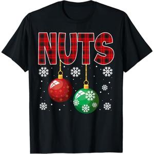 Chest Nuts Christmas T Shirt Matching Couple Chestnuts T-Shirt, Black, 3XL