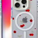 Cherry for iPhone 15 Pro Max Case,MagSafe Compatible,Matte Soft Slim Shockproof Cover,Anti-Fingerprint,Anti-Yellowing,Anti-Scratch Back,Magnetic Phone Case for Women,Girl,Cute,Girly,Clear
