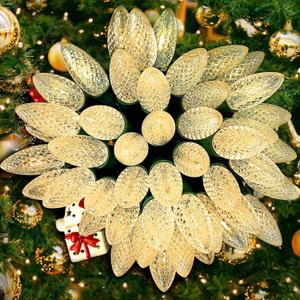 C9 LED Christmas Lights Outdoor, 100 Feet LED C9 String Lights Warm White Strawberry Bulbs, Waterproof Connectable Christmas Tree Lights for Outside Roofline Patio Home Xmas Party Decor