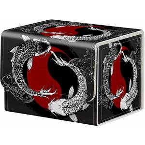 Strong Magnet Case Mtg Deck Box Tcg Up to 200 Cards Creative Pattern Trading Card Storage Box for Collectible Card Games, Black And White Koi