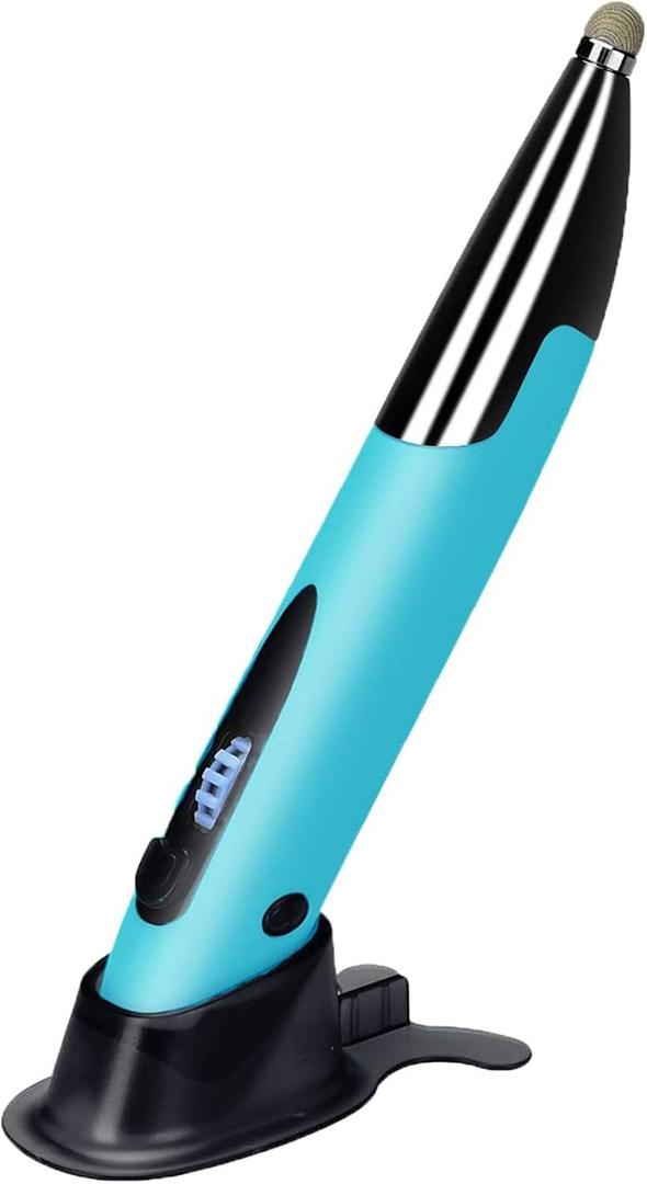 lychee Rechargeable Pocket Pen Mouse, Left/Right-Handed Wireless Optical Ergonomic Mouse with Stylus Function RGB Backlit Type-C & Micro USB Adapter for PC Laptop Notebook Mac (Blue)