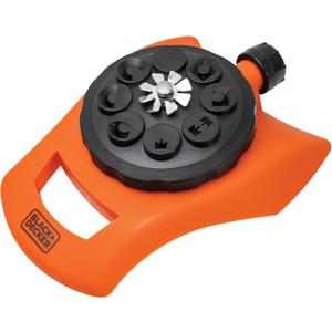 Black + Decker® 8-Pattern Turret Sprinkler – Up to 962 Sq. Ft. Coverage, Durable Build, Versatile Spray Options BD57392