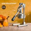 CO-Z Manual Citrus Juicer, Commercial Grade Cast Iron Orange Juicer, Professional Heavy Duty Juice Press with Removable Strainer, Manual Juice Extractor for Orange Lemon Pomegranate Citrus, Gray