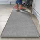 Kitchen Runner Rugs Non Slip Washable, Linen-Like 0.3" Thick Cushioned Absorbent Kitchen Mats for Floor, Mild Anti-Fatigue Long Sink Floor Mat Laundry Standing Mat, Easy Clean, Gray 17"x59"