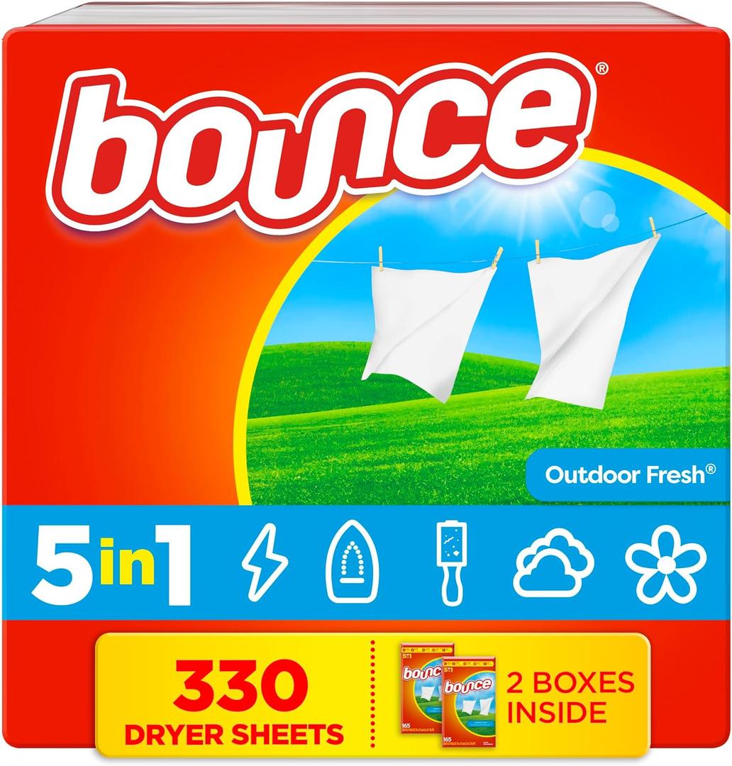 Bounce Dryer Sheets, 330 count, Outdoor Fresh Scent, Fabric Softener Sheets, Reduces Static, Softens and Fights Wrinkles