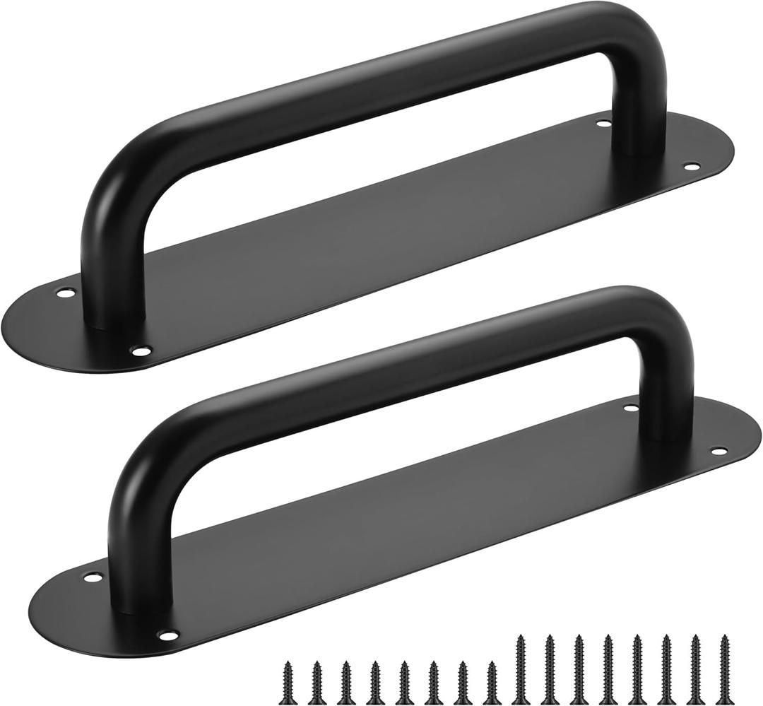 Malimali 2 Pack Black Large Barn Door Handles Hardware, Stainless Steel 11" Gate Shed Door Handle, Sliding Door Handles Modern Exterior Bifold Pocket Door Pull Replacement