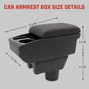 For Mitsubishi Mirage 2014-2024 Car Armrest Box Center Console Accessory Leather Arm Rest Double-Layer Storage Space with Cup Holder (Red Thread)