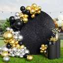 7.2ft Circle Backdrop - CMICHO Black Glitter Partitoon Luxurious Golden Photography Background for Wedding, Bridal and Party Decor