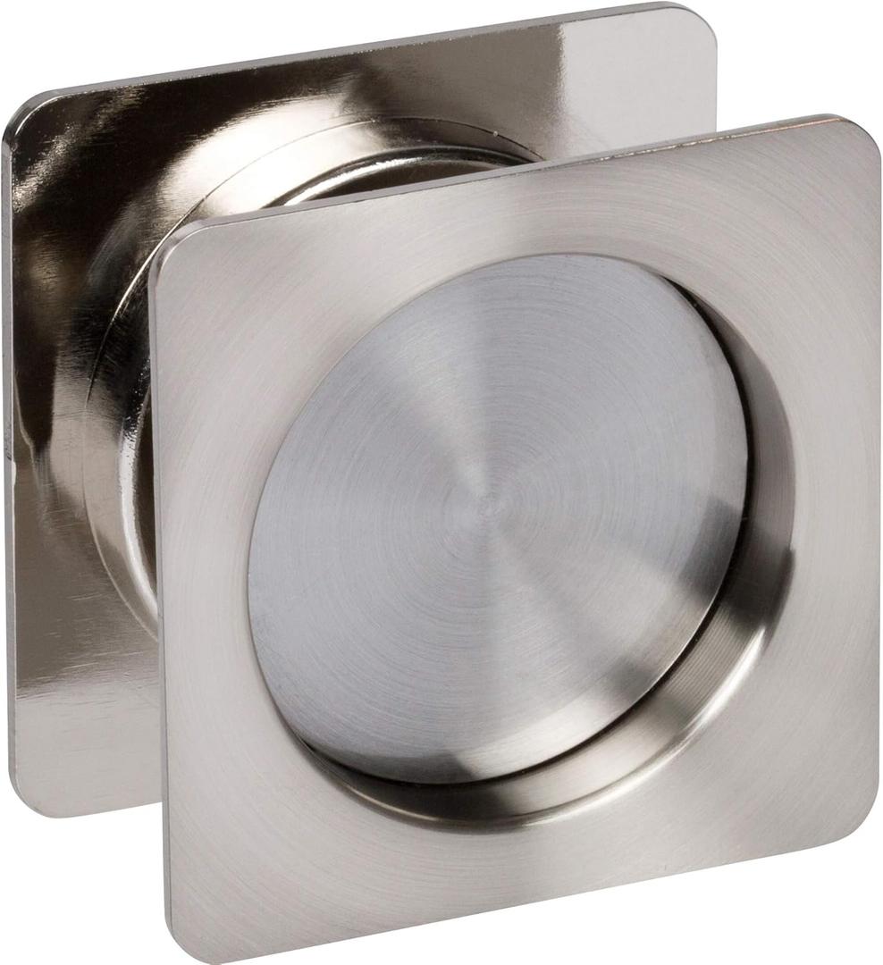 Delaney Hardware 370209 Satin Nickel Contemporary Passage Square Pocket Door Lock with Edge Pulls and Color Coded Indicators