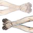 Women's Sexy Sheer Gloves Mesh Tulle Super Long Gloves Finger Glove Opera Christmas Costume Party Dance Glove 2 Pairs (Black, White) (Blue)