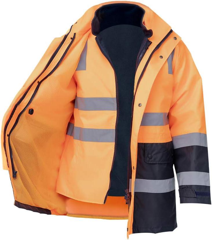 SMASYS Safety High Visibility Oxford Double Thick Reflective Jacket, ANSI Class 3, Construction Protective Work Wear (Small, Orange)