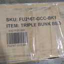 Twin Over Twin Over Twin Metal Triple Bunk Bed, Heavy Duty Steel Frame with Safety Guardrails & Noise Reducing System, Space Saving 3 Tier Bunk Bed for Multiple Kids, Black