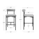 Nathan James Dahlia Counter Height Chair, Modern Barstool with Back, Mid-Century Metal Legs and Padded Cushion for Kitchen, Island and Bars, Light Grey/Black (1, Feather Gray-matte Black)