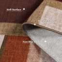 Modern Geometric 8x10 Area Rugs for Living Room, Red Brown Washable Rug