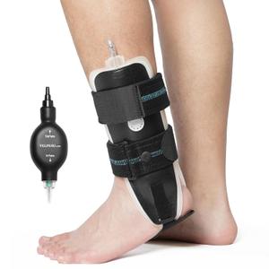 Velpeau Air Gel Foam Ankle Stabilizer Support Brace for Sprained Ankle, Ligament Injury, Tendonitis, Adjustable Rigid Stirrup Ankle Splint for Women and Men (Inflatable Version, Large, Left Foot) (Large (Pack of 1))