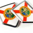 Newperlite Florida Flag Decal Sticker Car Emblem Florida Flag Car Decoration Accessories Chrome Shield for Truck Vehicles Cars, 2 Pack