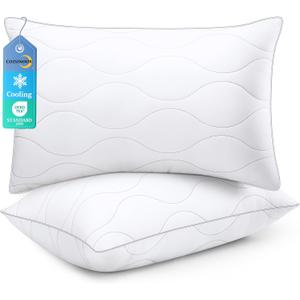 COZSINOOR Bed Pillows Queen Size Set of 2 - Cooling Down Alternative Pillows, Hotel-Quality Fluffy Microfiber Fill for Side, Back & Stomach Sleepers, Breathable & Skin-Friendly (Gray White)