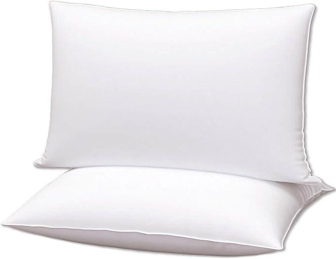 Gooeb Flat Ultra Thin Bed Pillows King Size Pillow Set of 2 Extra Soft Down Alternative for Stomach Side Back Sleeper White 20x36inches