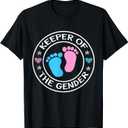 Keeper of The Gender Cute Gender Reveal Baby Shower Design T-Shirt, Medium