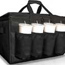 FRESHIE Insulated Food Delivery Bag with Cup Holders/Drink Carriers Premium, for Doordash, Uber Eats, Grubhub, Pizza Bag, Catering, Beverage, Commercial Quality (XL Pro) 
