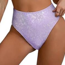 Glitter Rave Outfits for Women - Music Festival Metallic EDM Holographic Swimsuit Panty (Purple, Large)