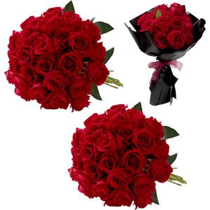 Red Roses Artificial Flowers Bulk, 32Pcs Fake Roses Artificial Velvet Roses with Stems, DIY Silk Flowers Roses Bouquet, Realistic Faux Artificial Roses for Mother's Day Home Table Decor Red Roses Artificial Flowers Bulk, 32Pcs Fake Roses Artificial Velvet Roses with Stems, DIY Silk Flowers Roses Bouquet, Realistic Faux Artificial Roses for Mother's Day Home Table Decor