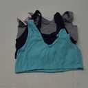 Hanes Women's Scoopneck Cotton Bralette Crop Top (3 Pack) (Medium, Navy/Concrete Heather/Ultra Blue)