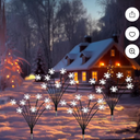 Newhale Set of 4 Snowflake Solar Christmas Decorations, 8 Modes Swaying Garden Lights, Outdoor Pathway Solar Christmas Stake Lights, Upgraded Base on Firefly Light for Lawn Decor (Multicolor)