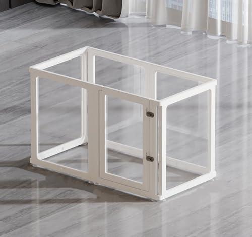 CICIPIPI Clear Acrylic Dog Playpen - Pet Exercise Pen for Small & Medium Dogs, Easy to Assemble with Clear View, with Door, Ideal for Indoor Home, Balcony & Living Room Use (White,6 Panels)