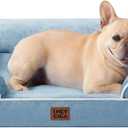 EHEYCIGA Orthopedic Dog Bed for Medium Dogs, Waterproof Memory Foam Medium Dog Beds with Sides, Non-Slip Bottom and Egg-Crate Foam Pet Couch Bed with Washable Removable Cover, Washed Blue