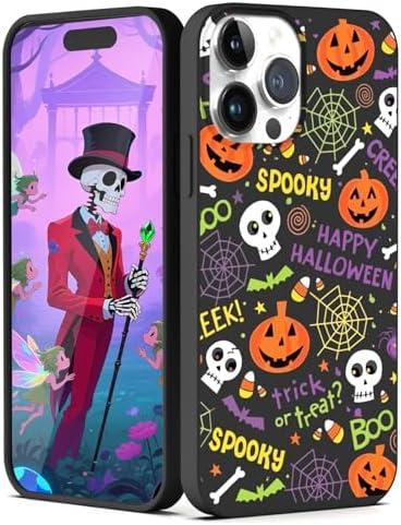 XIMIZU Case for iPhone 14 Pro Max Halloween Ghost Pumpkin Design, Black Matte Soft Slim Fit TPU Anti-Scratch Shockproof Protective Cover Phone Case for iPhone 14 Pro Max