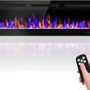 68" Electric Fireplace Wall Mounted and Recessed with Remote Control, 750/1500W Ultra-Thin Wall Fireplace Heater W/Timer Adjustable Flame Color and Brightness, Log Set & Crystal Options