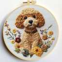 Punch Needle Kits Poodle Dog and Flowers Embroidery Starter Set with Hoop Easy for Beginners DIY Stress Relief Handmade Craft Hobby and Home Decor 20x20cm-6