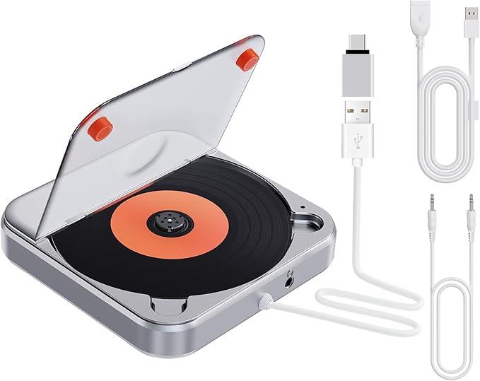 Portable CD Player for Car with USB/AUX Port, CENXINY External CD Player Compatible with Car Stereo Radio,Universal for Vehicle,with 1 M AUX Cable/1.5 M USB Extension Cable/Adapter(A to C)