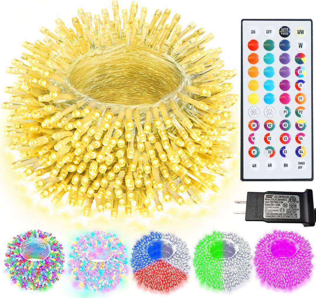 Pooqla Color Changing Christmas String Lights with Remote, 35 Colors 66FT 200LED String Lights Outdoor Decoration, Indoor Connectable Fairy Lights Plug in for St. Patrick's Day Easter Decoration (Clear wire, RGB with Remote)