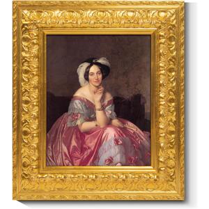 Solid Wood Frame for 8x10 Canvas Paintings, Finished Antique Ornate Patterned Gold Canvas Frames for Oil Painting Art Prints, for Home Living Room Wall Decor (Empty Frame Only, No Backboard and Glass)