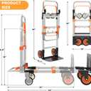 3 in 1 Aluminum Folding Hand Truck Dolly Cart Trolley with Wheels (Orange)