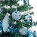 Ogrmar 119ct Christmas Tree Ball Ornaments Set Assorted Shapes and Sizes Shatterproof Hanging Decoration with Hand-held Gift Package for Christmas Tree Holiday Wedding Party (Blue)