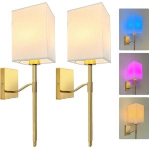 Battery Operated Wall Sconce Rechargeable Sconces Picture Lights for Bedroom Wireless Light Decor Dimmable Lamp Farmhouse Living Room (Gold 2 Set)