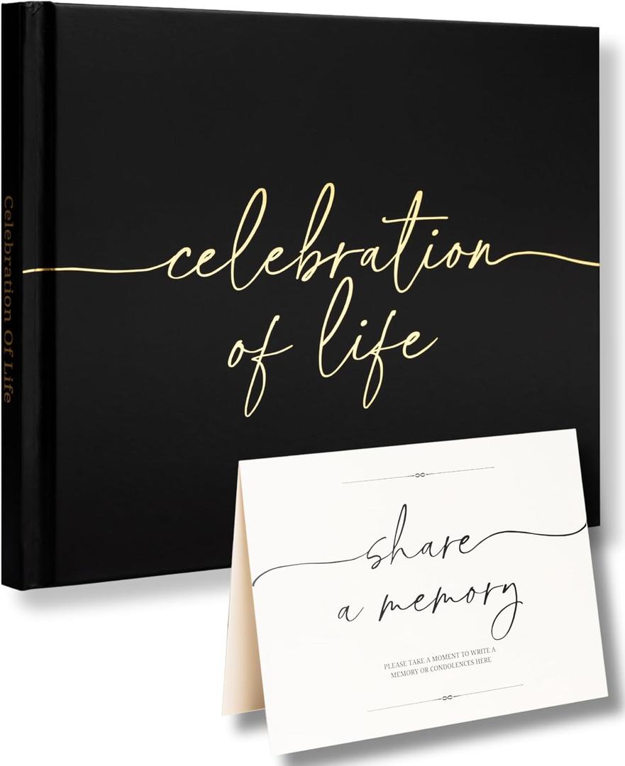 Lamare Funeral Guest Book for Memorial Service  Elegant Celebration of Life Guest Book and in Loving Memory Guest Book - Condolences Book for Funeral (Black)